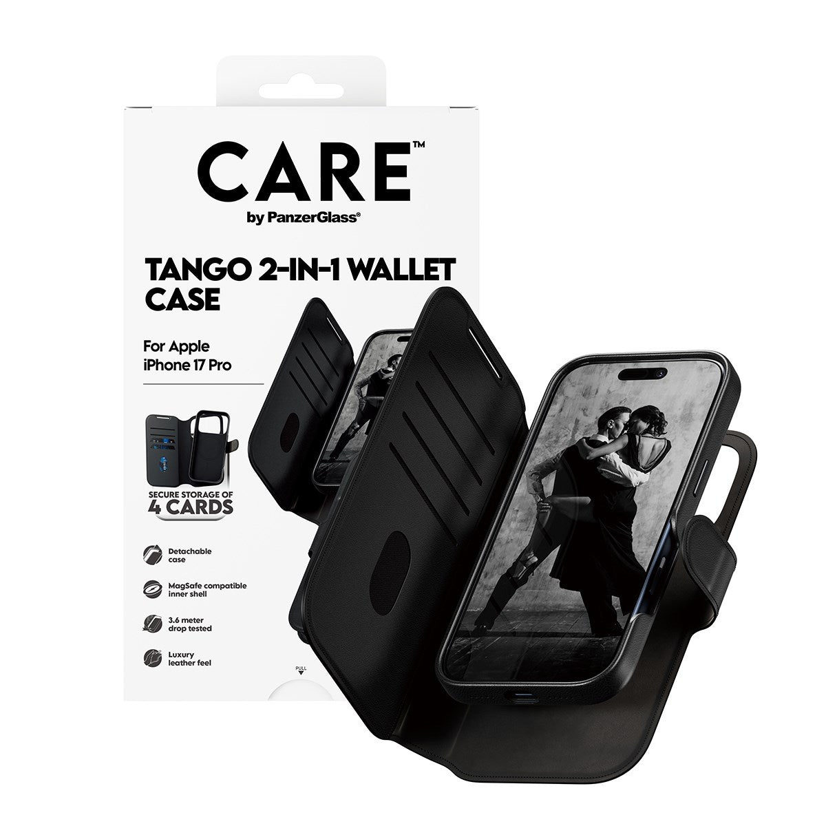 CARE by PanzerGlass® Feature Case Tango Two-in-One Wallet m. MagSafe iPhone 17 Pro
